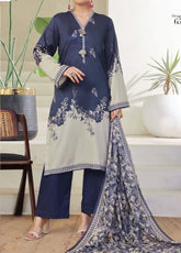 Aizal Printed Lawn 3 Piece Stitched Suit AL25PLV1 D-656